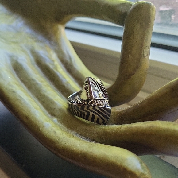 Silver Zebra Pattern Ring - Picture 1 of 6